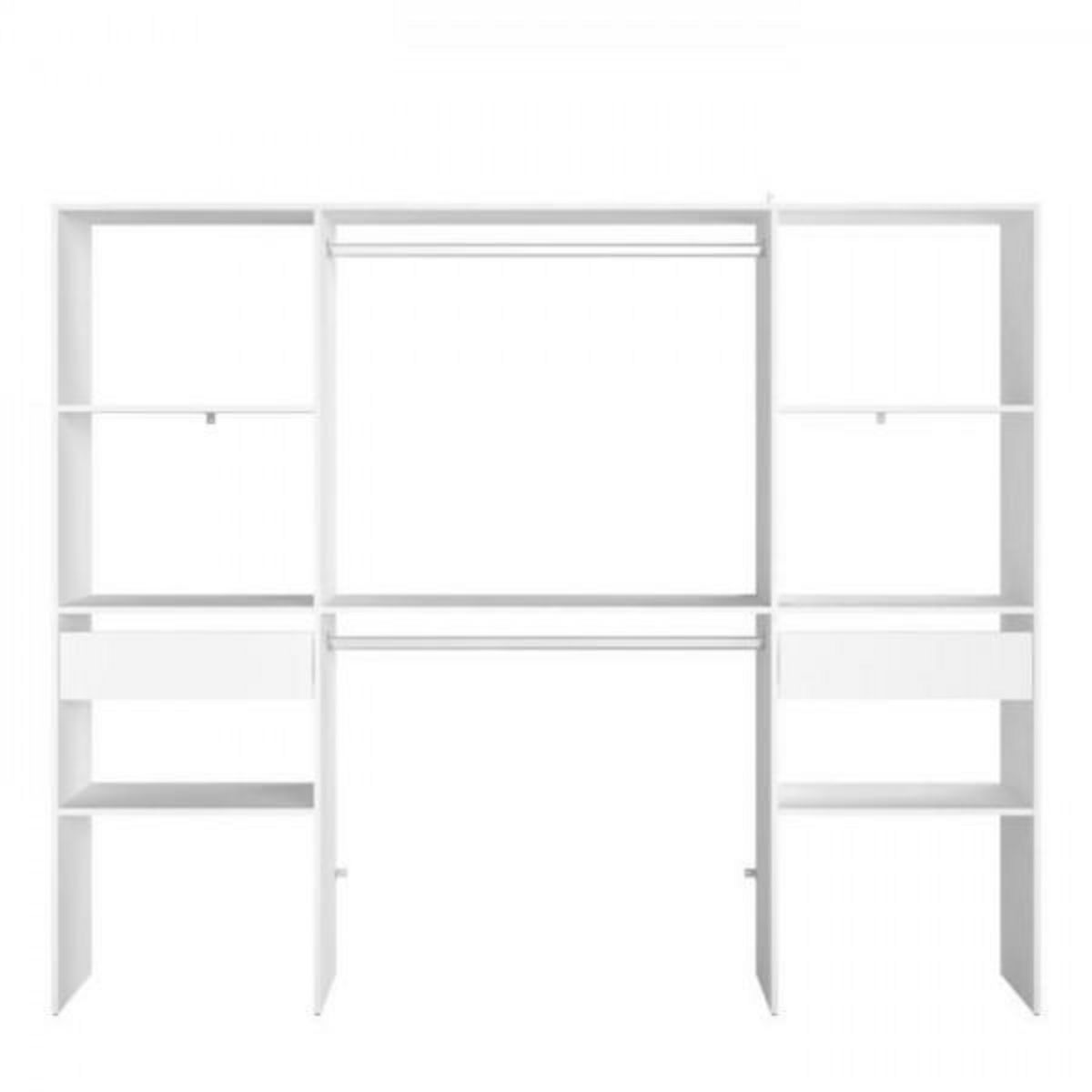 EKIPA Kit dressing ARTIC - Décor Blanc - 2 colonnes + 2 penderies + 2 tiroirs - L 220 x P 40 x H 180 cm - EKIPA
