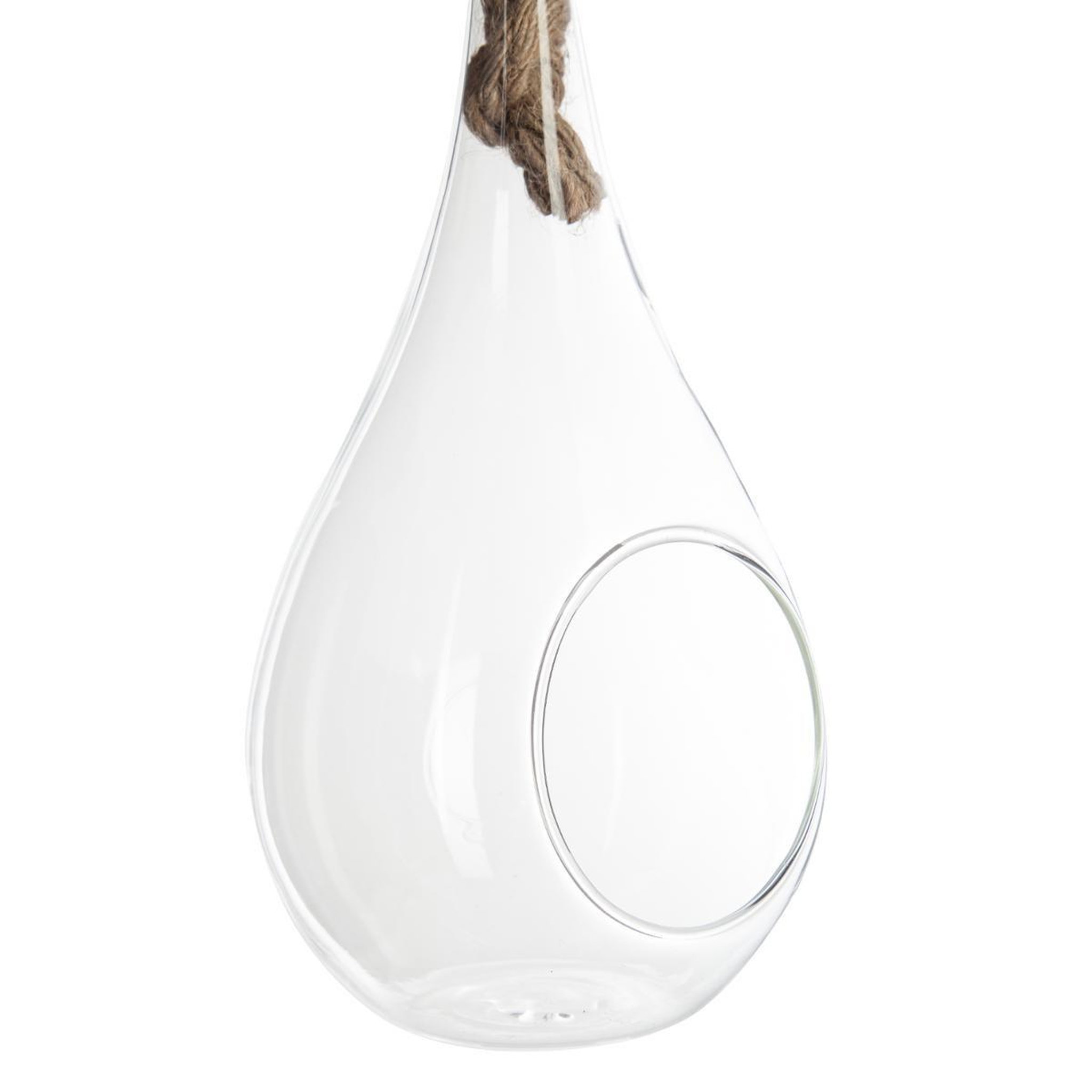 Voir la diapositive 3 : ATMOSPHERA Vase suspendu & corde  goutte  25cm transparent