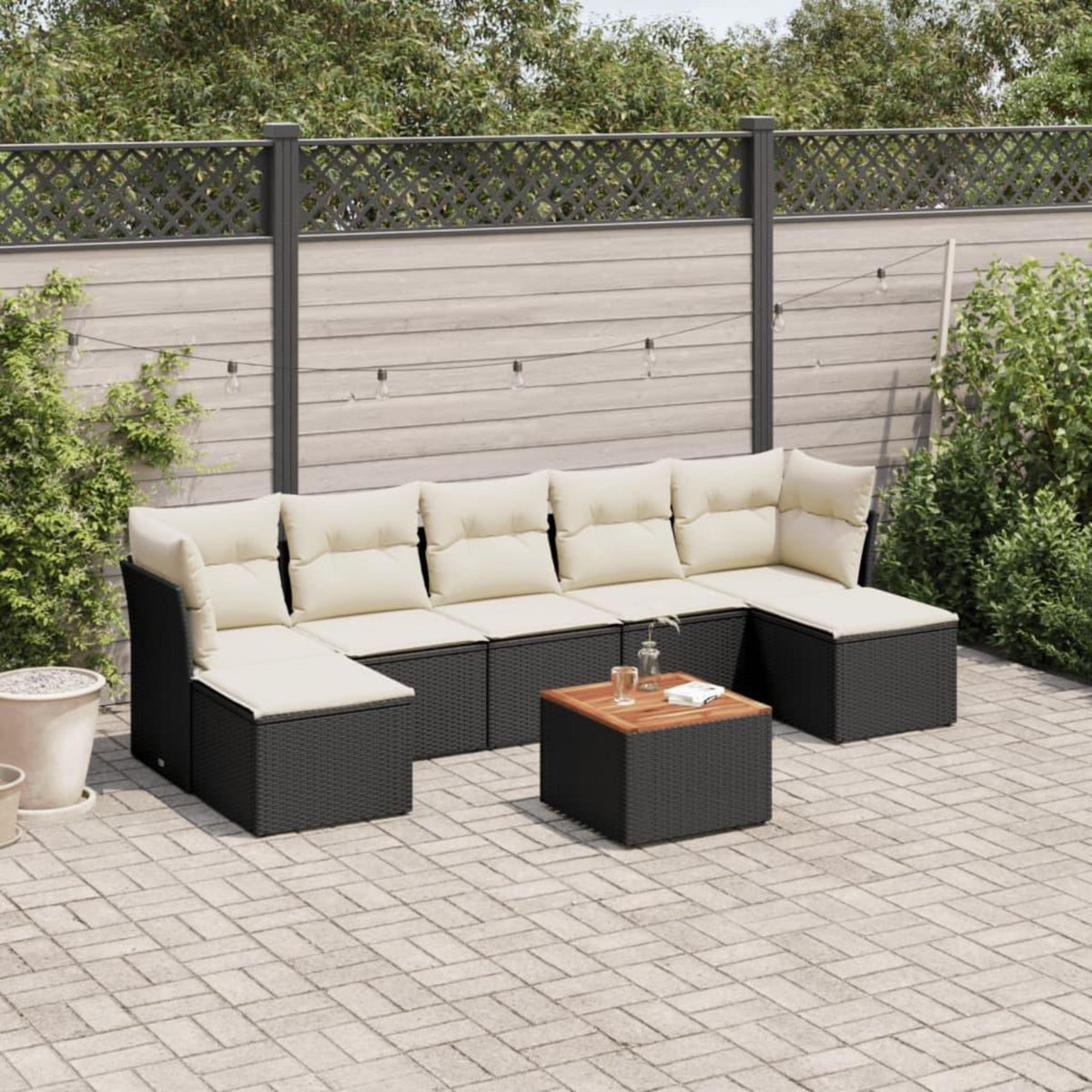 VIDAXL Salon de jardin 8 pcs avec coussins noir resine tressee