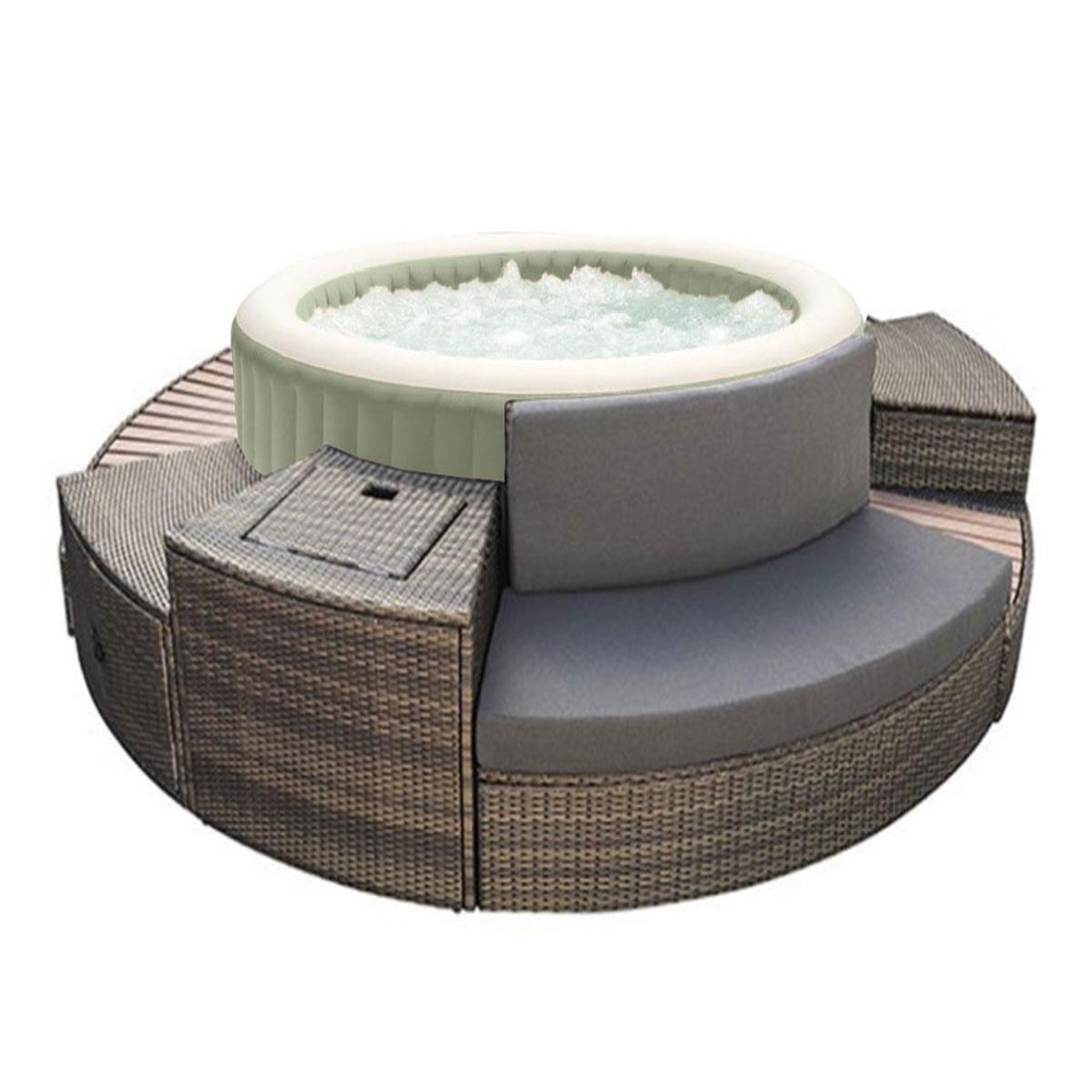 INTEX Pack spa gonflable intex purespa olive rond bulles 4 places + ensemble mobilier