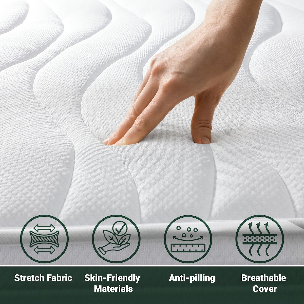 THE WHITE STONE Matelas 70 x 140 Orthopédique Antibactérienne | Hauteur 16 cm | Revêtement 3D Air en Fibre Hypoallergénique