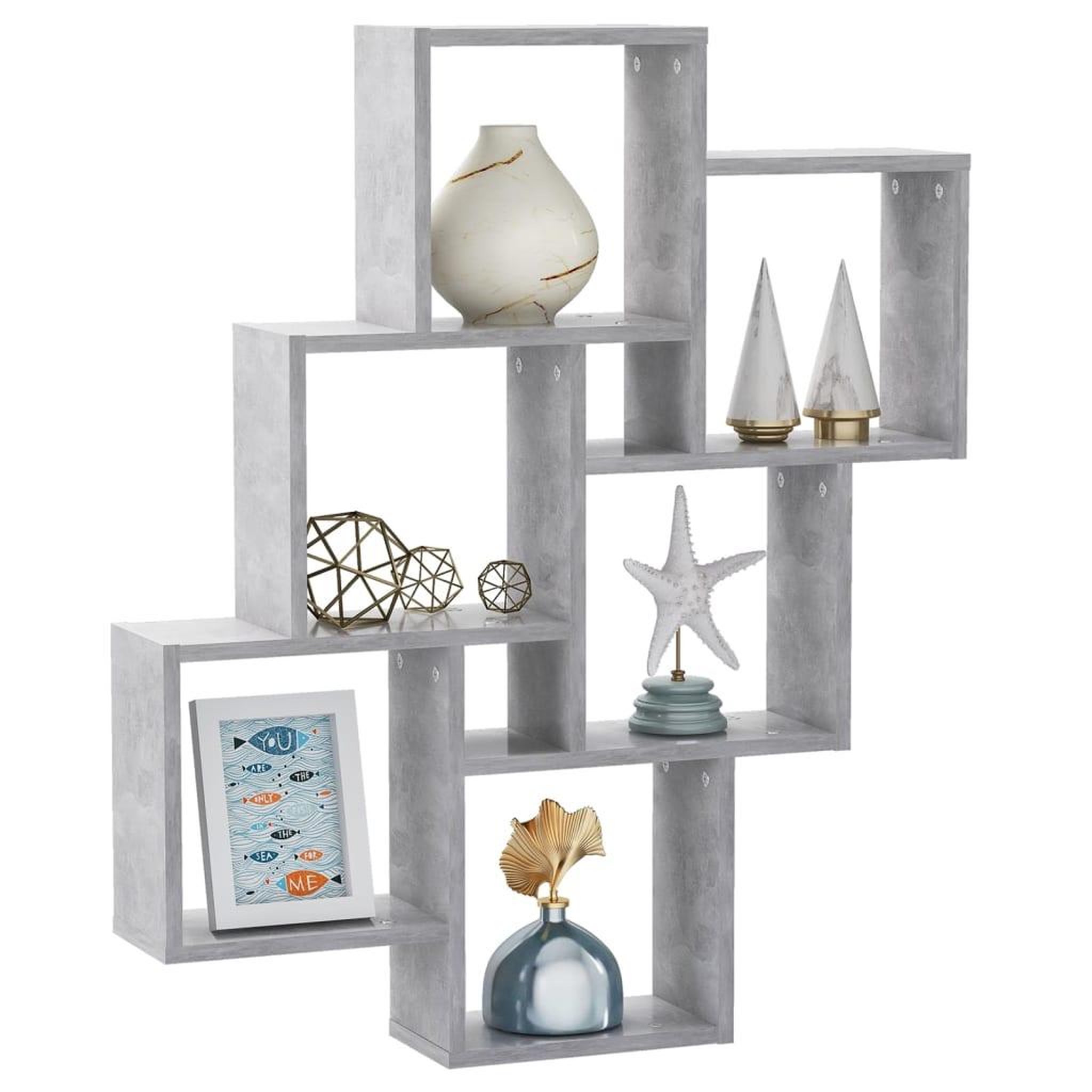 Voir la diapositive 3 : VIDAXL Etagere murale cube Gris beton 78x15x93 cm Bois d'ingenierie