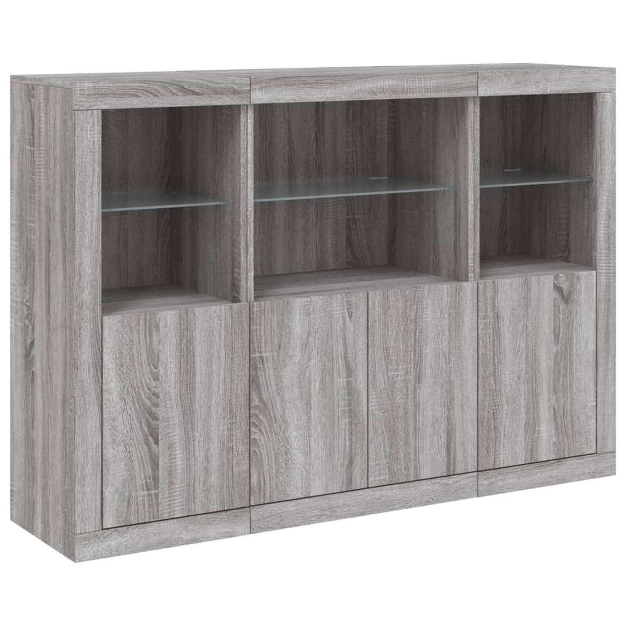 Voir la diapositive 5 : VIDAXL Buffets avec lumieres LED 3 pcs sonoma gris bois d'ingenierie