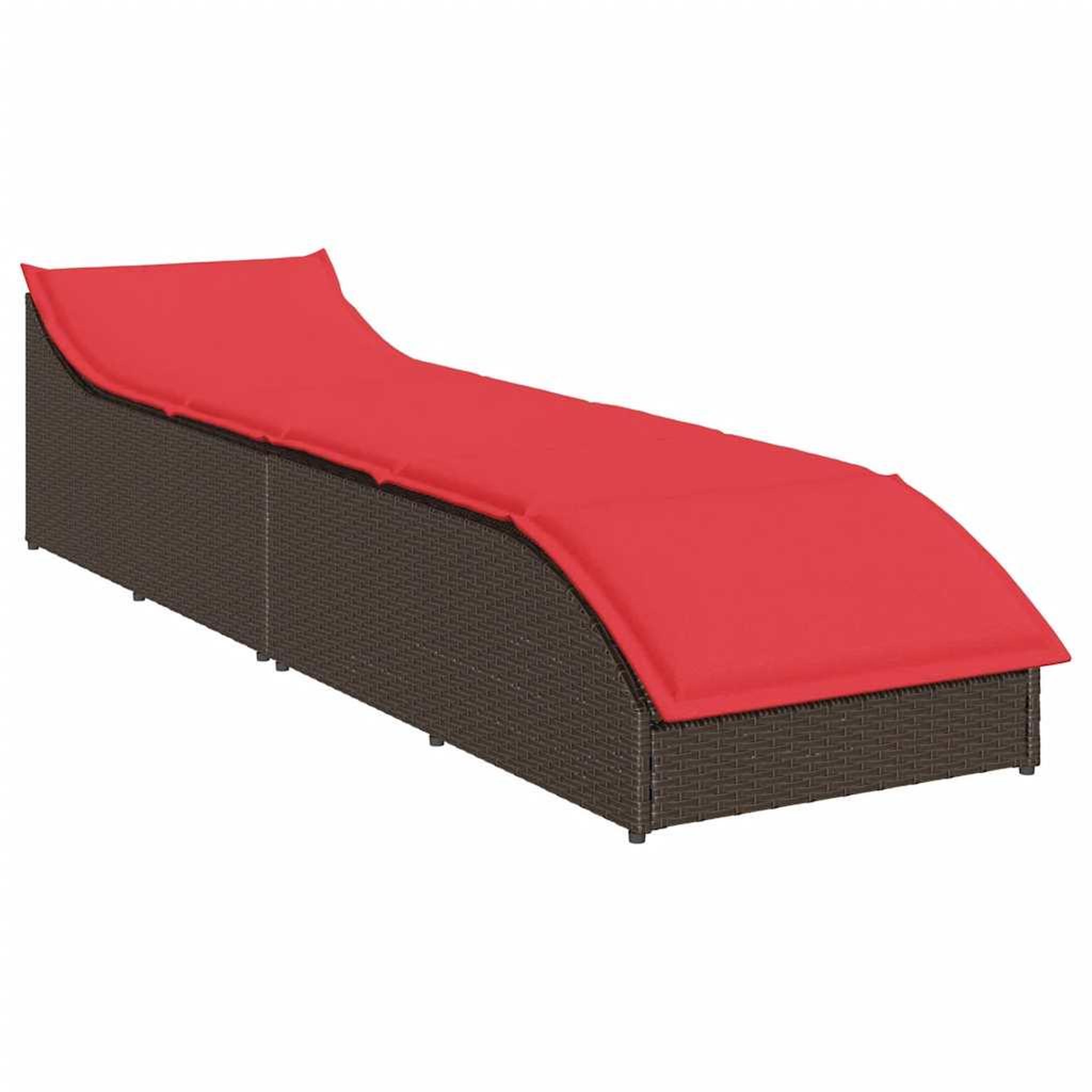 Voir la diapositive 4 : VIDAXL Chaise longue pliante coussin rangement marron resine tressee