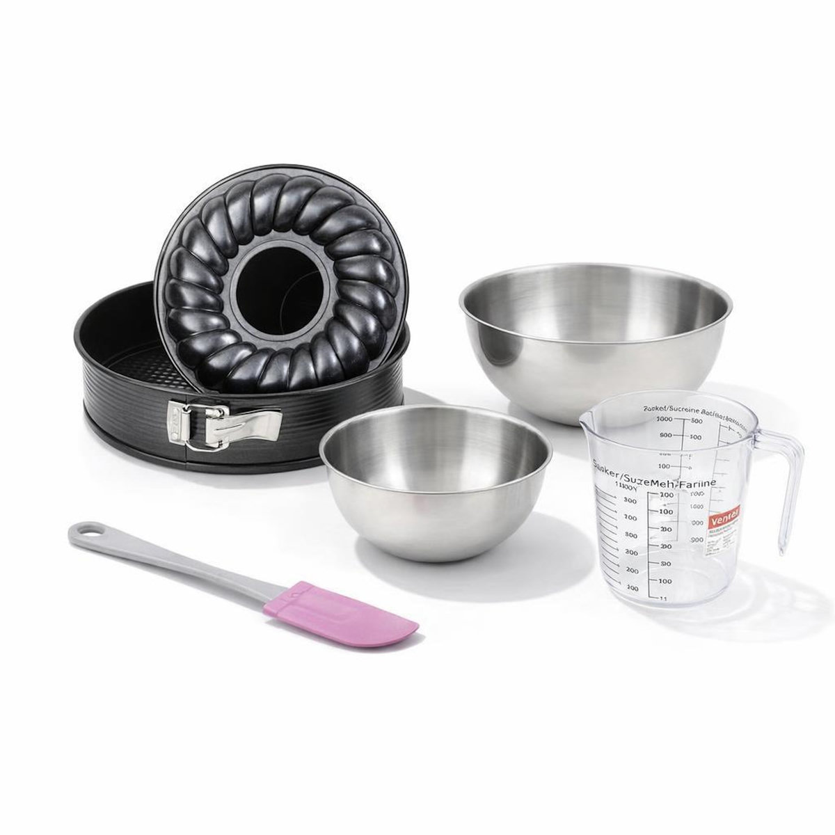 ZENKER Set de 5 ustensiles de pâtisserie moule à manqué bol spatule et verre doseur Black metallic Black mettallic Zenker  Black mettallic