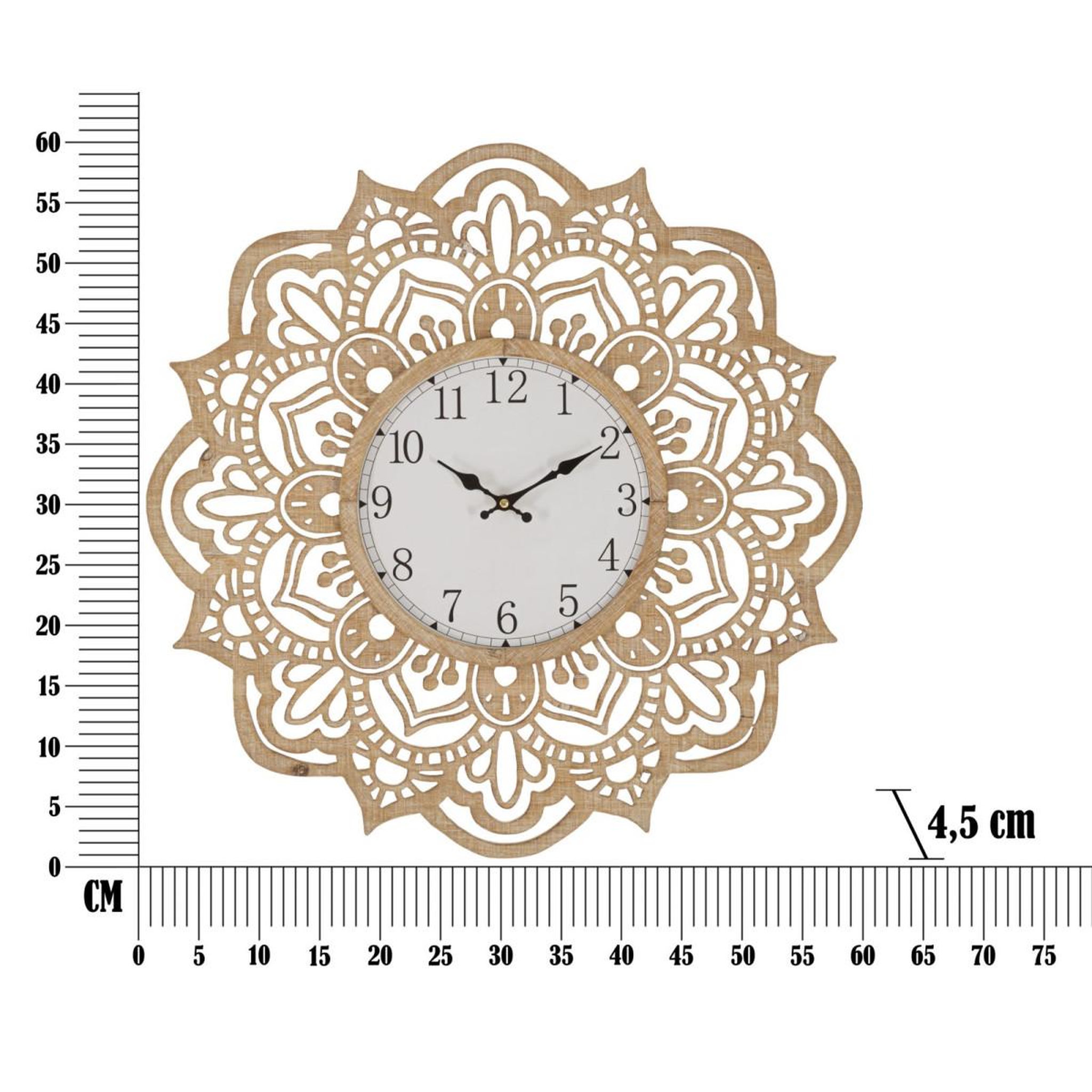 Voir la diapositive 6 : Paris Prix Horloge Murale Sculptée  Carving  60cm Naturel