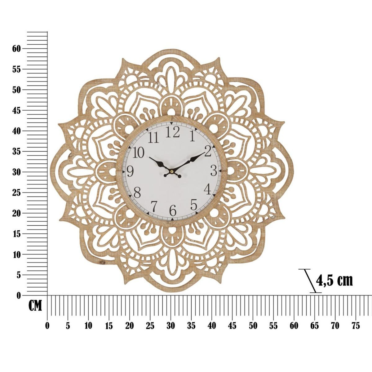 Paris Prix Horloge Murale Sculptée  Carving  60cm Naturel