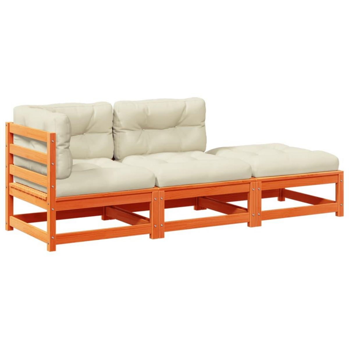 VIDAXL Salon de jardin 3 pcs avec coussins cire marron bois pin massif