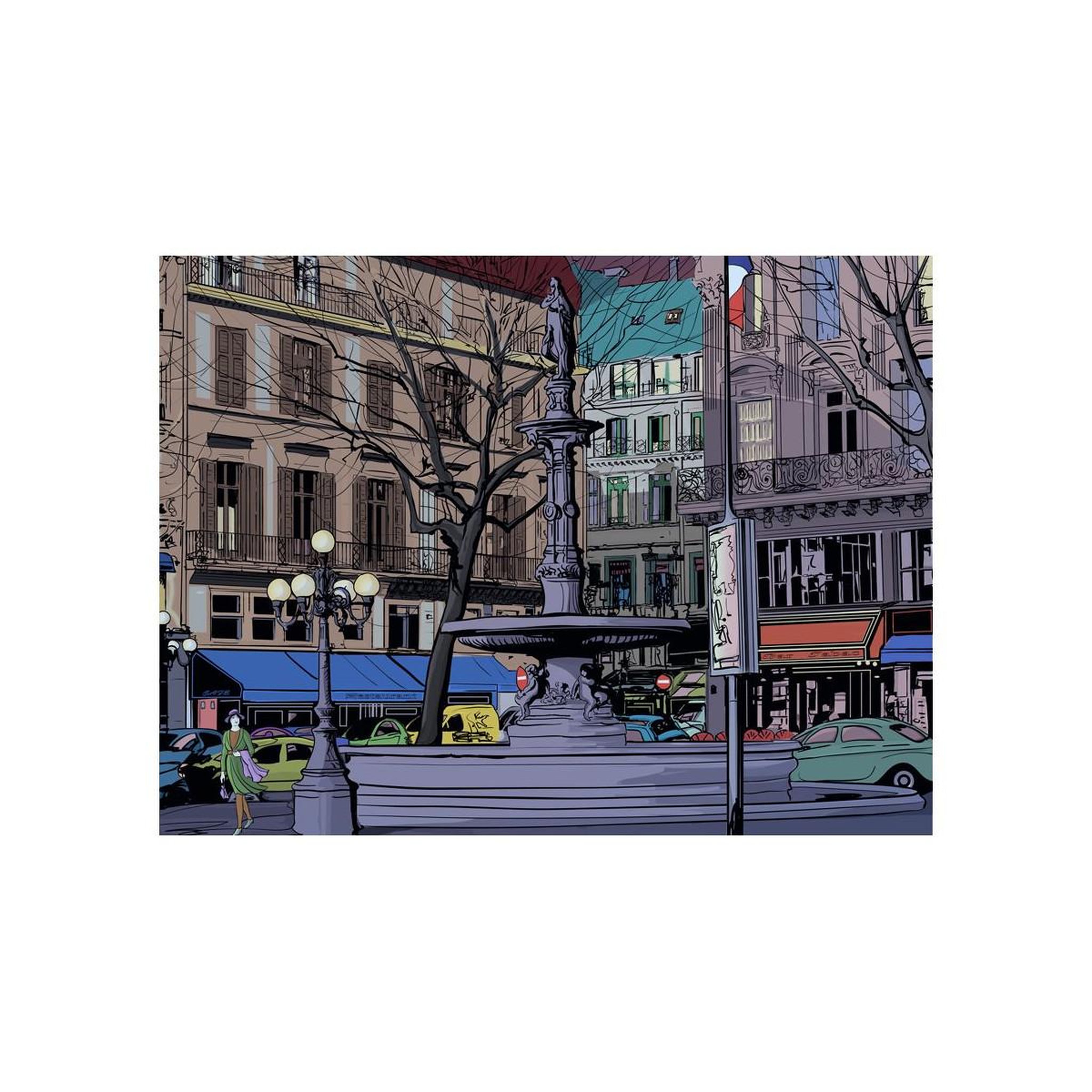 Voir la diapositive 2 : Paris Prix Papier Peint  Une Place Parisienne au Crépuscule