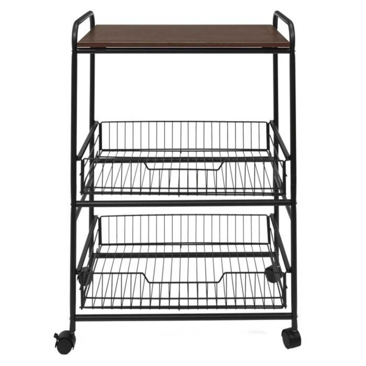 Paris Prix Desserte 2 Étagères & 2 Tiroirs  Métal  86cm Noir