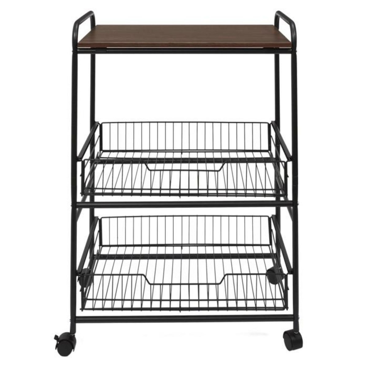 Paris Prix Desserte 2 Étagères & 2 Tiroirs  Métal  86cm Noir