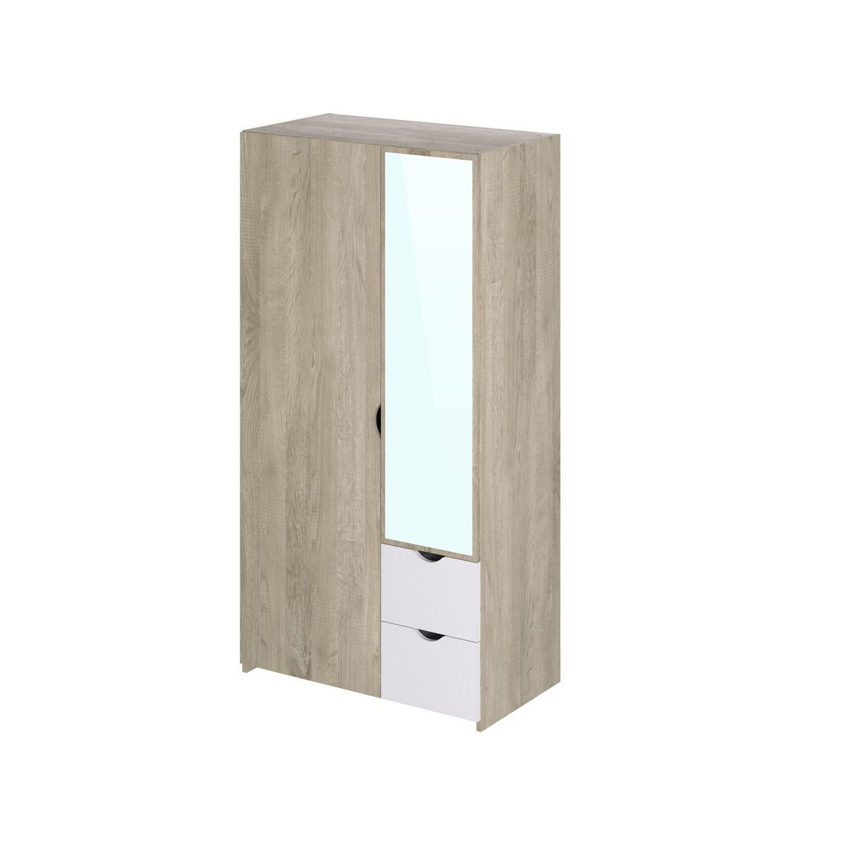 Armoire 2 portes 2 tiroirs et miroir AUGUSTINE