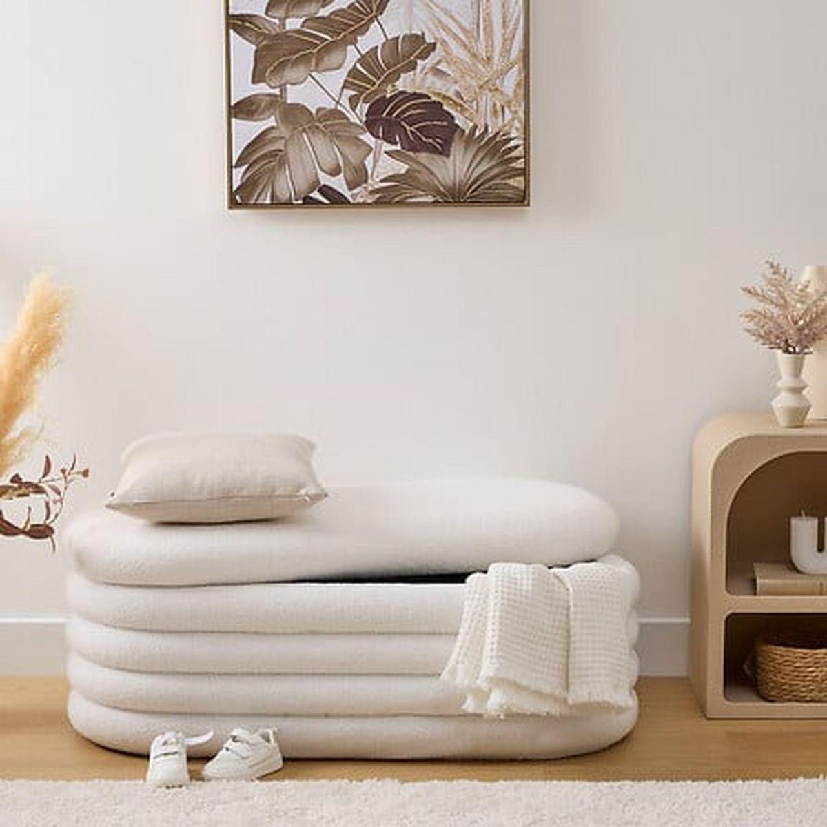 ATMOSPHERA Banc coffre en bouclette GIULIA - Blanc