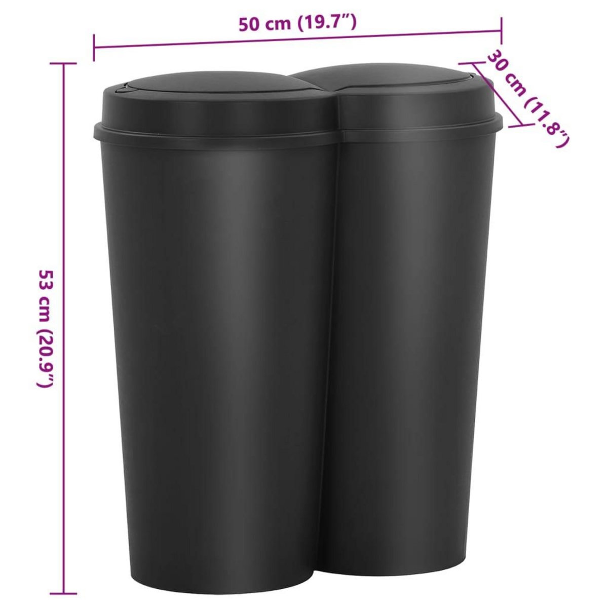 VIDAXL Poubelle double a ordures Noir 50 L