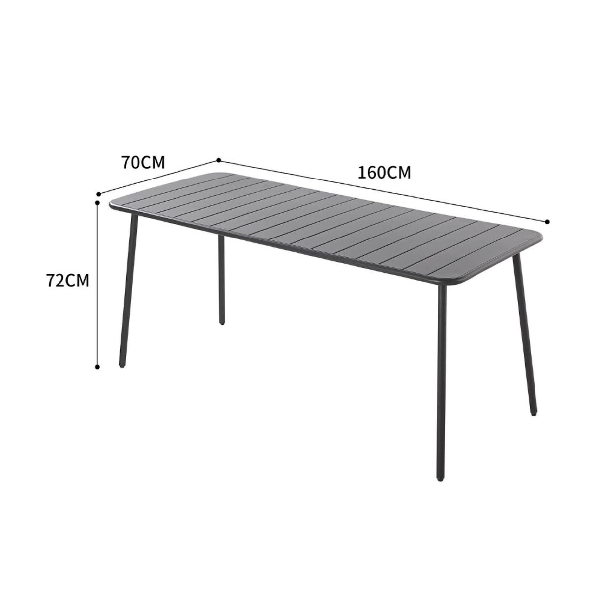 CONCEPT USINE Table de jardin 6 places 160cm gris foncé BERGAME