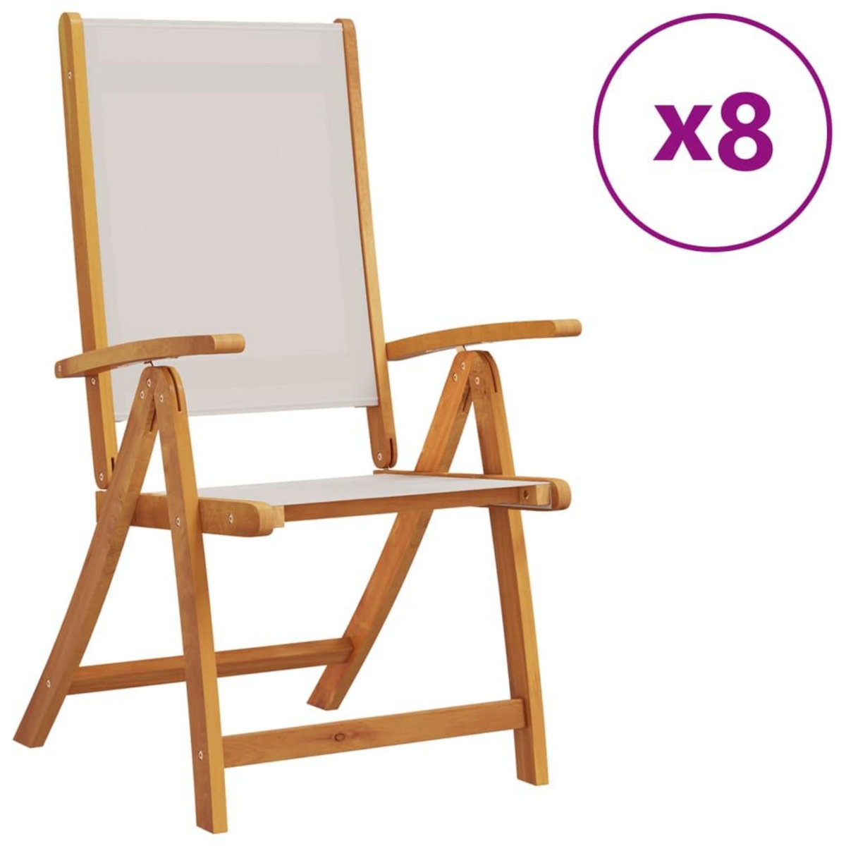 VIDAXL Chaises pliables de jardin lot de 8 bois d'acacia et textilene