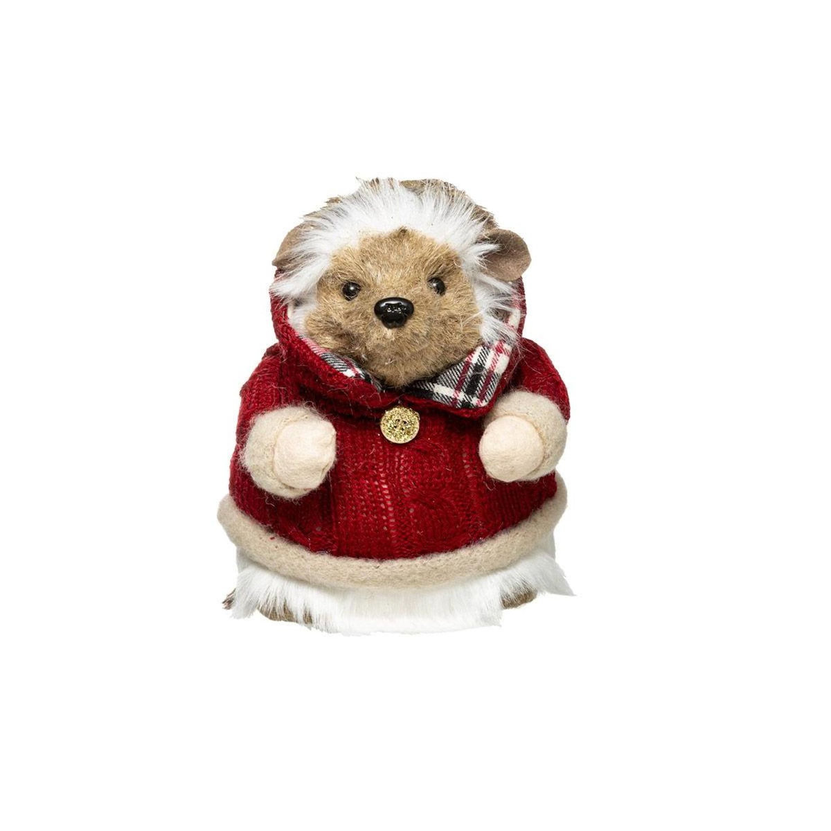 FEERIC LIGHT & CHRISTMAS Hérisson Habillé Déco  Vintage  17cm Rouge