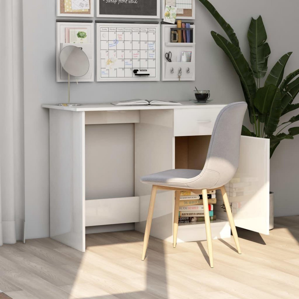 VIDAXL Bureau Blanc brillant 100x50x76 cm Bois d'ingenierie