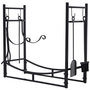 Voir la diapositive 1 : OUTSUNNY Serviteur de cheminée - porte bûches - range bûches multi accessoires étagère bûche et petit bois métal noir