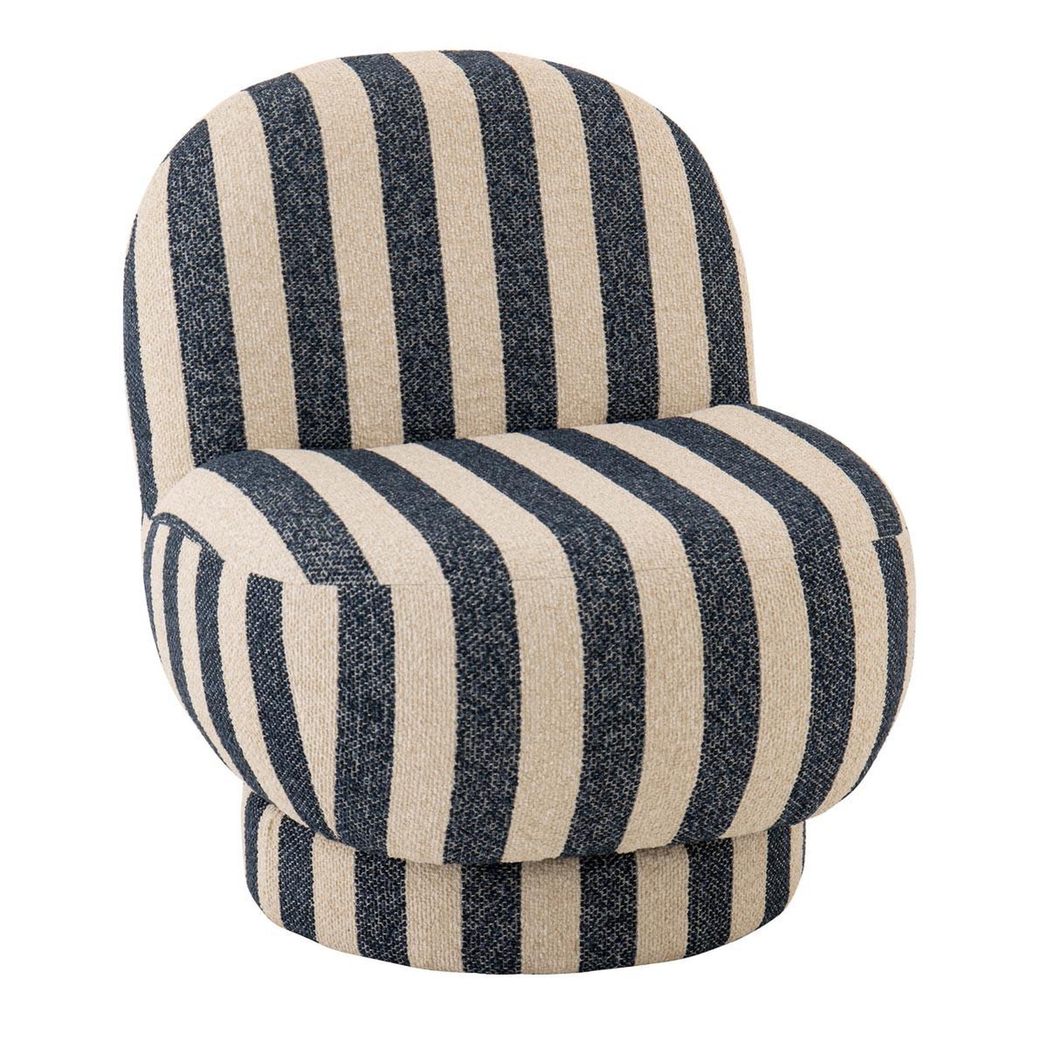 J-LINE Fauteuil à rayures  ligné  76cm bleu & blanc cassé
