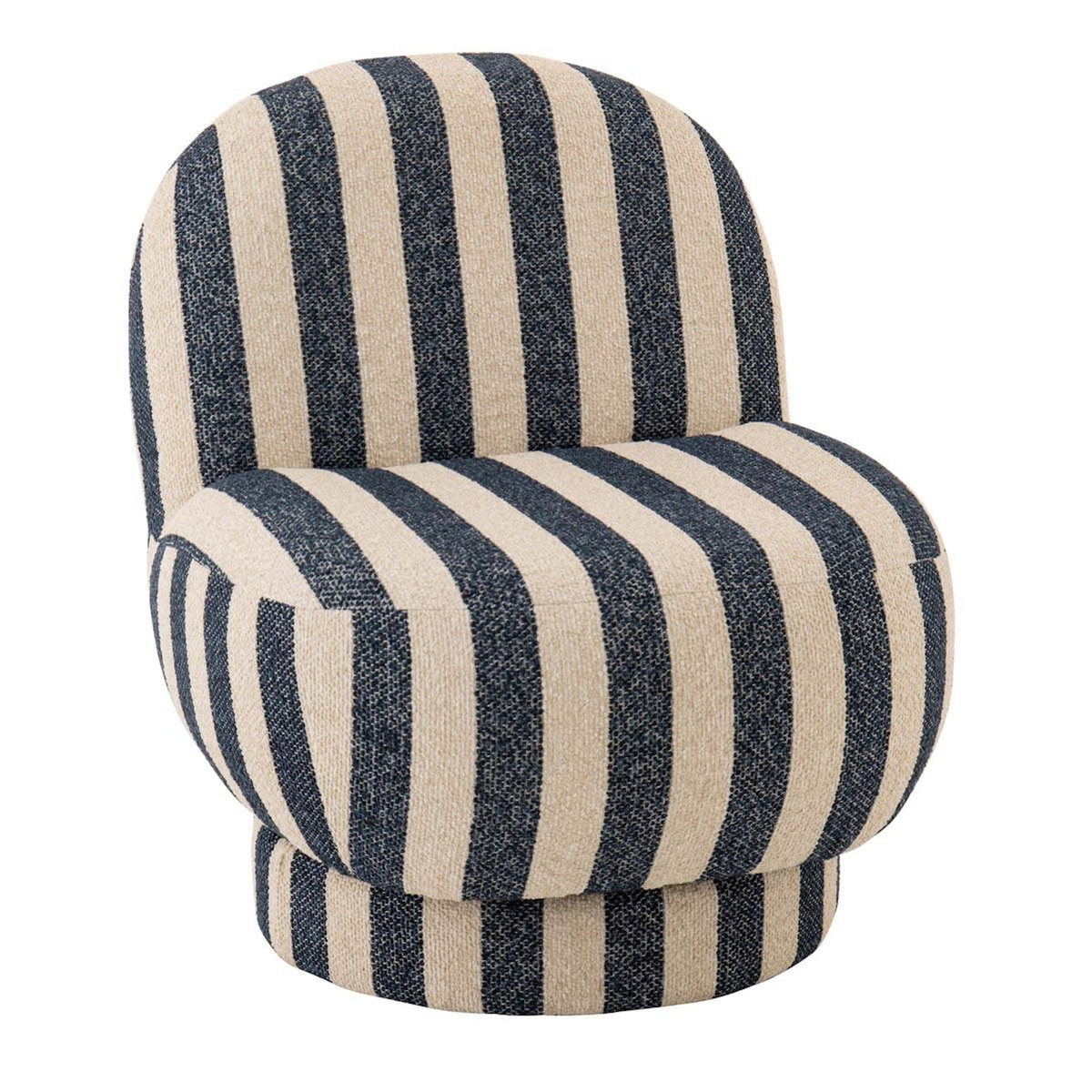 Paris Prix Fauteuil à Rayures  Ligné  76cm Bleu & Blanc Cassé