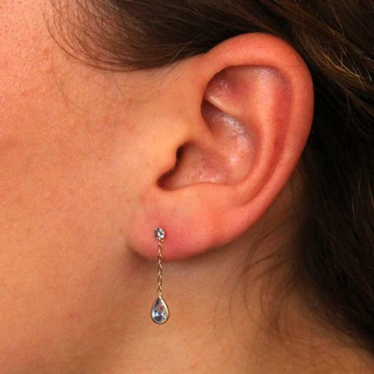 L'ATELIER D'AZUR Boucles d'Oreilles Topaze Bleue Or Jaune  - Pendantes - Femme ou Enfant