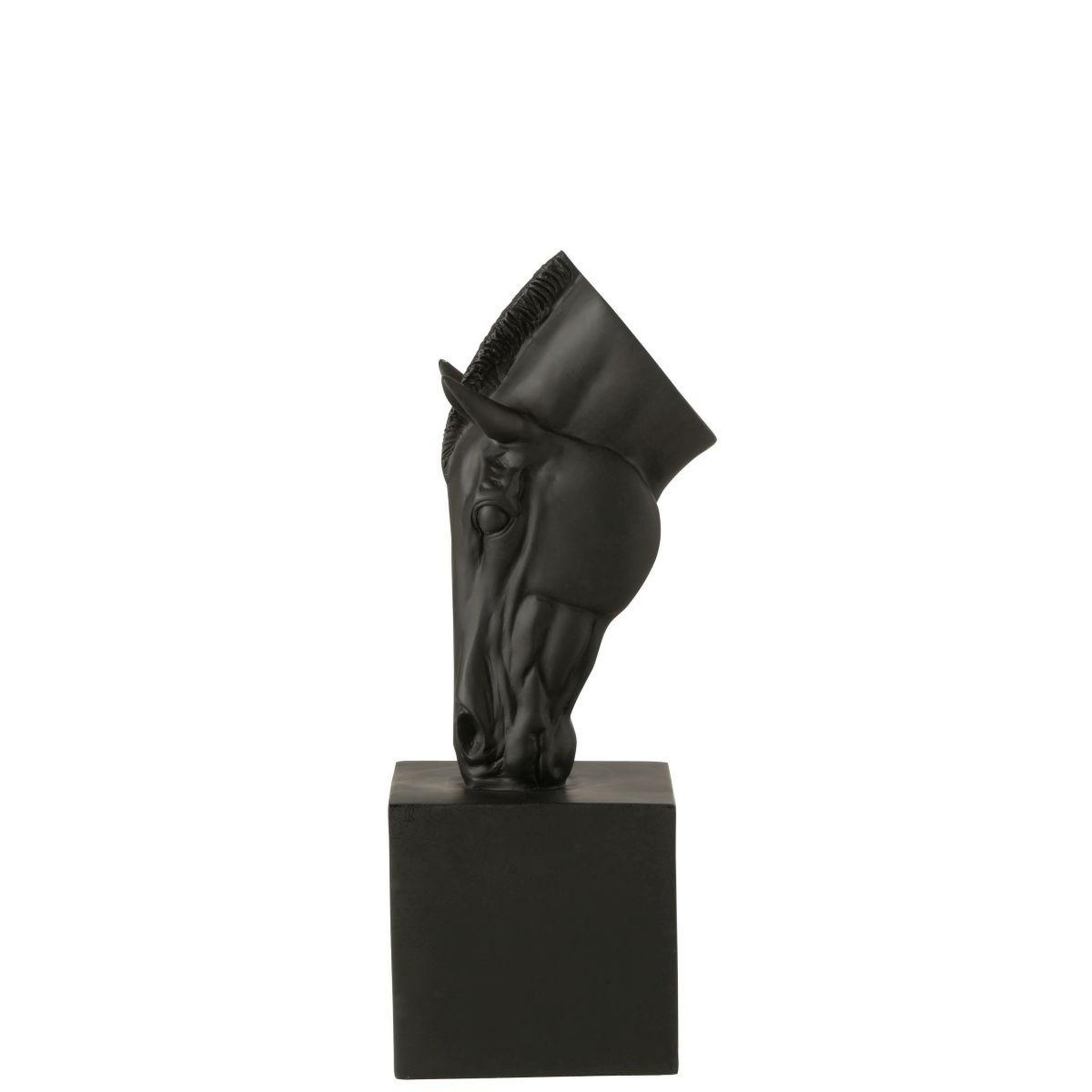 Voir la diapositive 3 : J-LINE Tête de cheval sur socle  hollywood  44cm noir