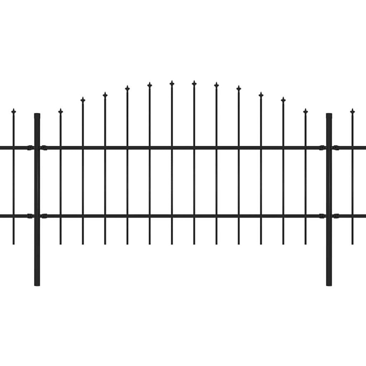 VIDAXL Cloture de jardin avec dessus en forme de lance en acier 1248 x 100 cm Noir