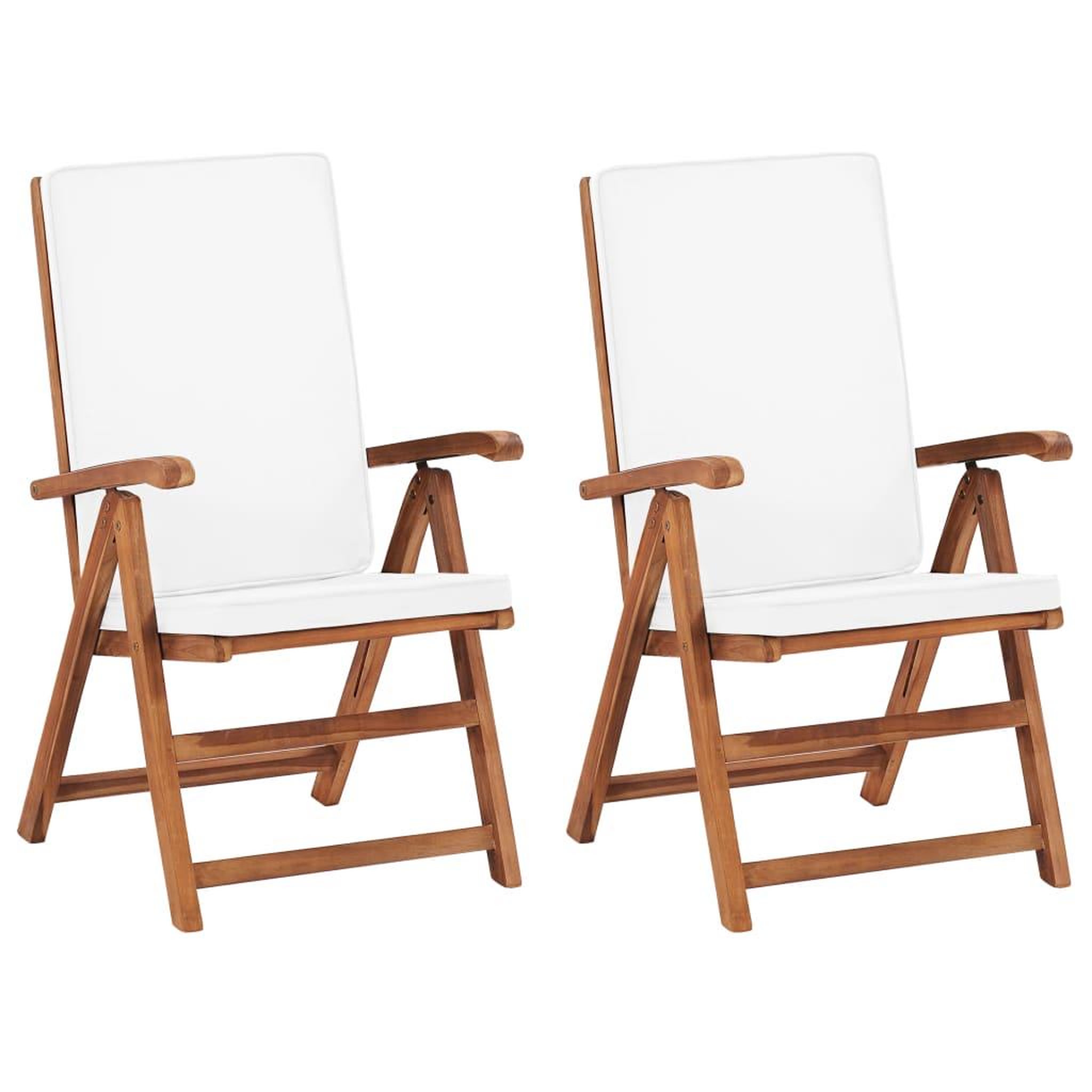 Voir la diapositive 1 : VIDAXL Chaises inclinables lot de 2 avec coussins Teck solide Creme