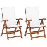 VIDAXL Chaises inclinables lot de 2 avec coussins Teck solide Creme