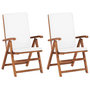 Voir la diapositive 1 : VIDAXL Chaises inclinables lot de 2 avec coussins Teck solide Creme