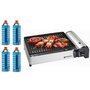 Voir la diapositive 2 : Kemper Barbecue à gaz 1900W Grille anti adhesive + 4 cartouches gaz camping KEMPER