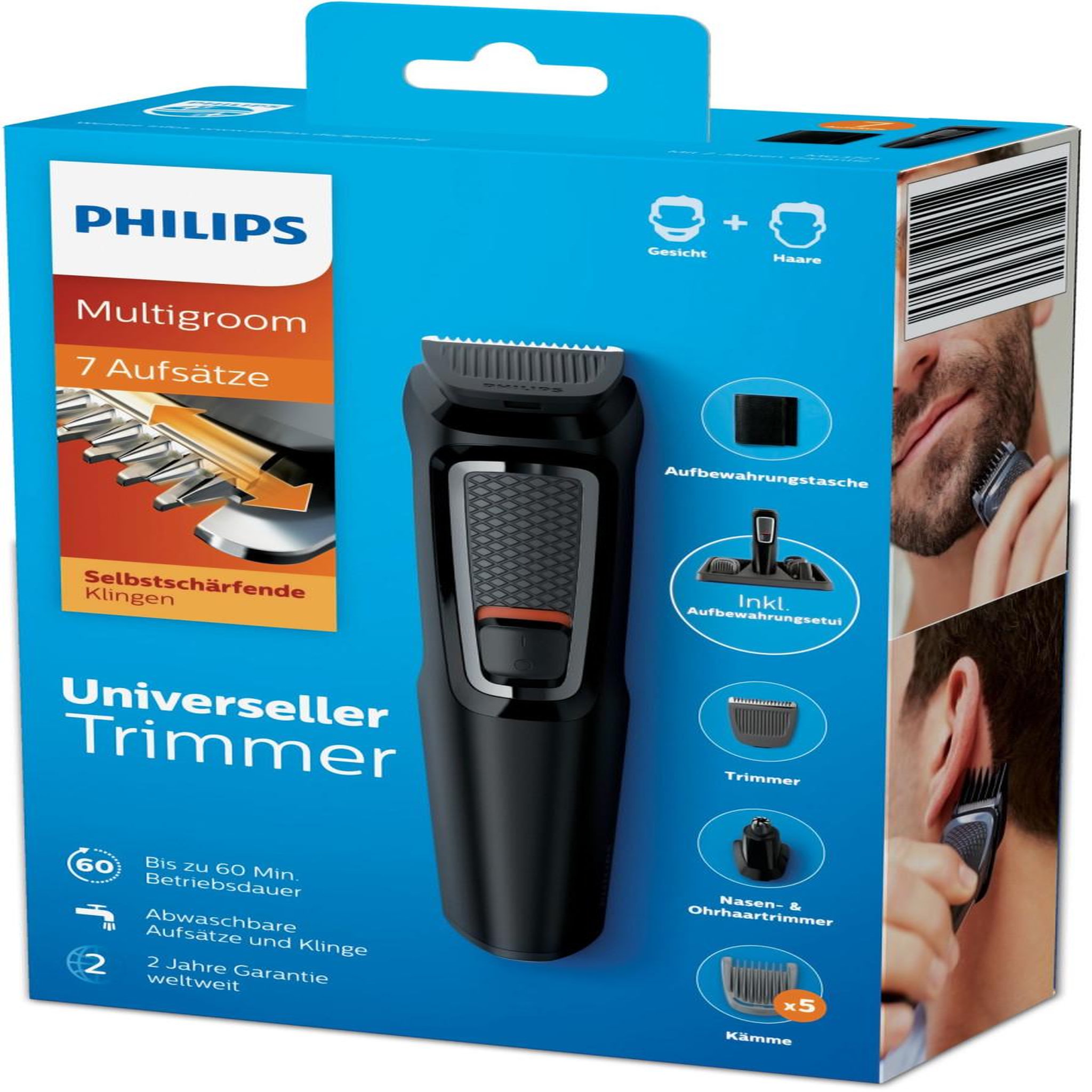 Voir la diapositive 3 : Philips Philips MULTIGROOM Series 3000 MG3721/14 7-en-1 Visage et Cheveux