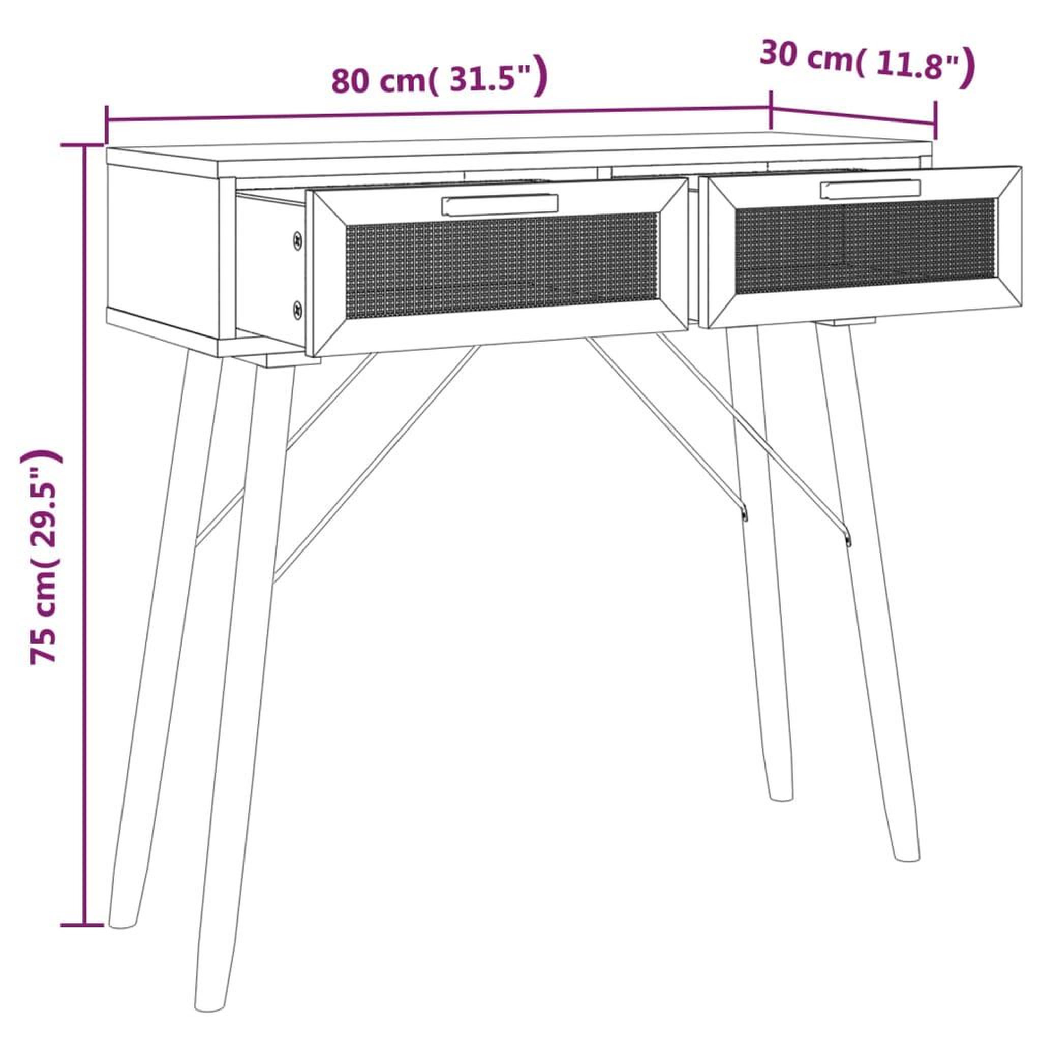 Voir la diapositive 6 : VIDAXL Table console Marron 80x30x75 cm Bois massif pin /rotin naturel