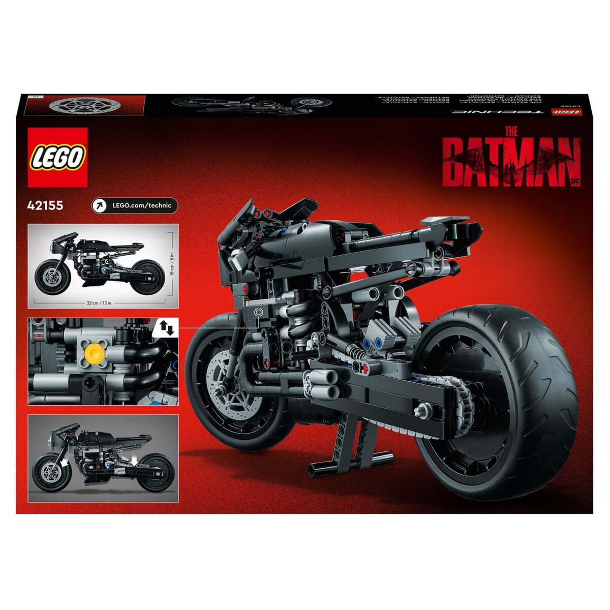 LEGO Technic 42155 - Le Batcycle de Batman, Jouet de Moto à Collectionner, Kit de Construction de Maquette, Super Héros Emblématique