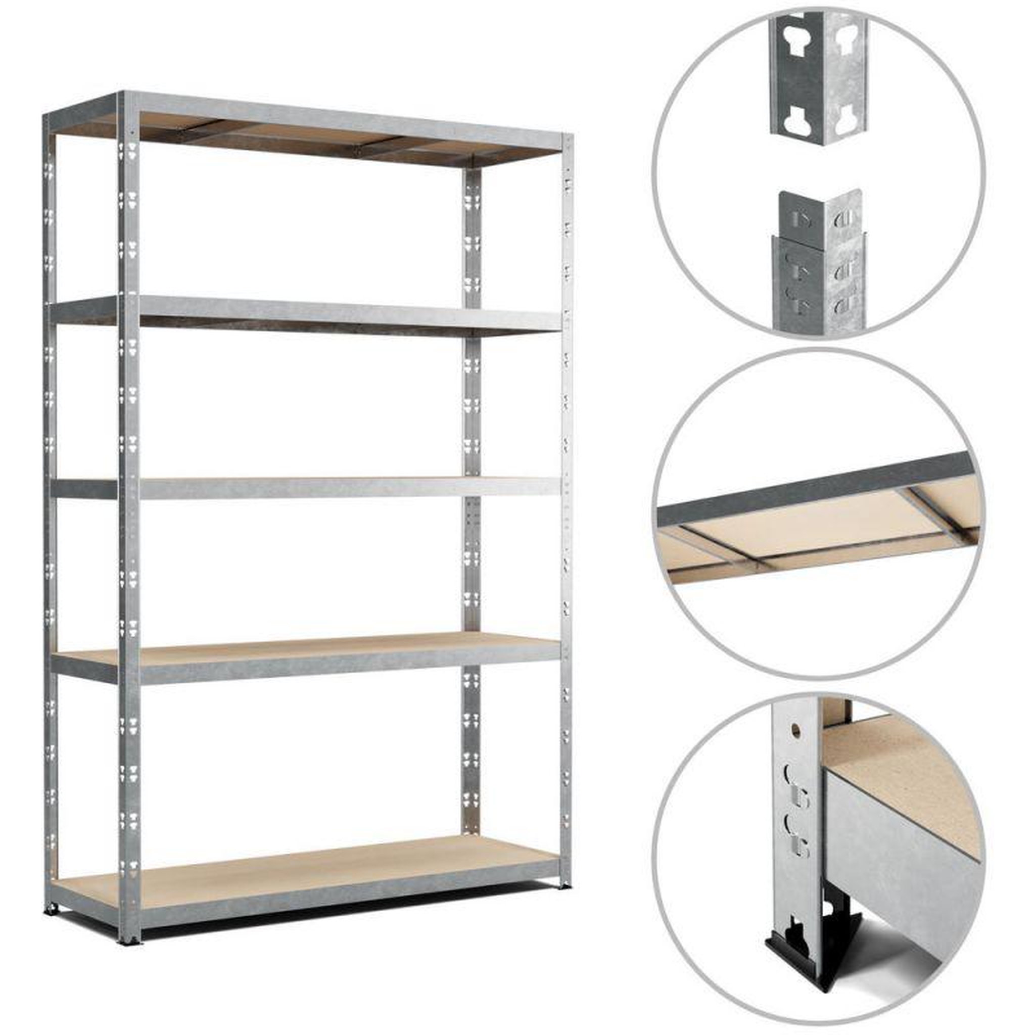 Voir la diapositive 1 : EUROSPEN Etagère de rangement modulable et polyvalente pour atelier, garage, cave... Charge Lourde max 875kg -180x120x40cm - Gris