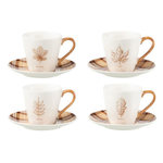 Paris Prix Lot de 4 Tasses à Thé & Sous-Tasses  Quercus  22cl Marron