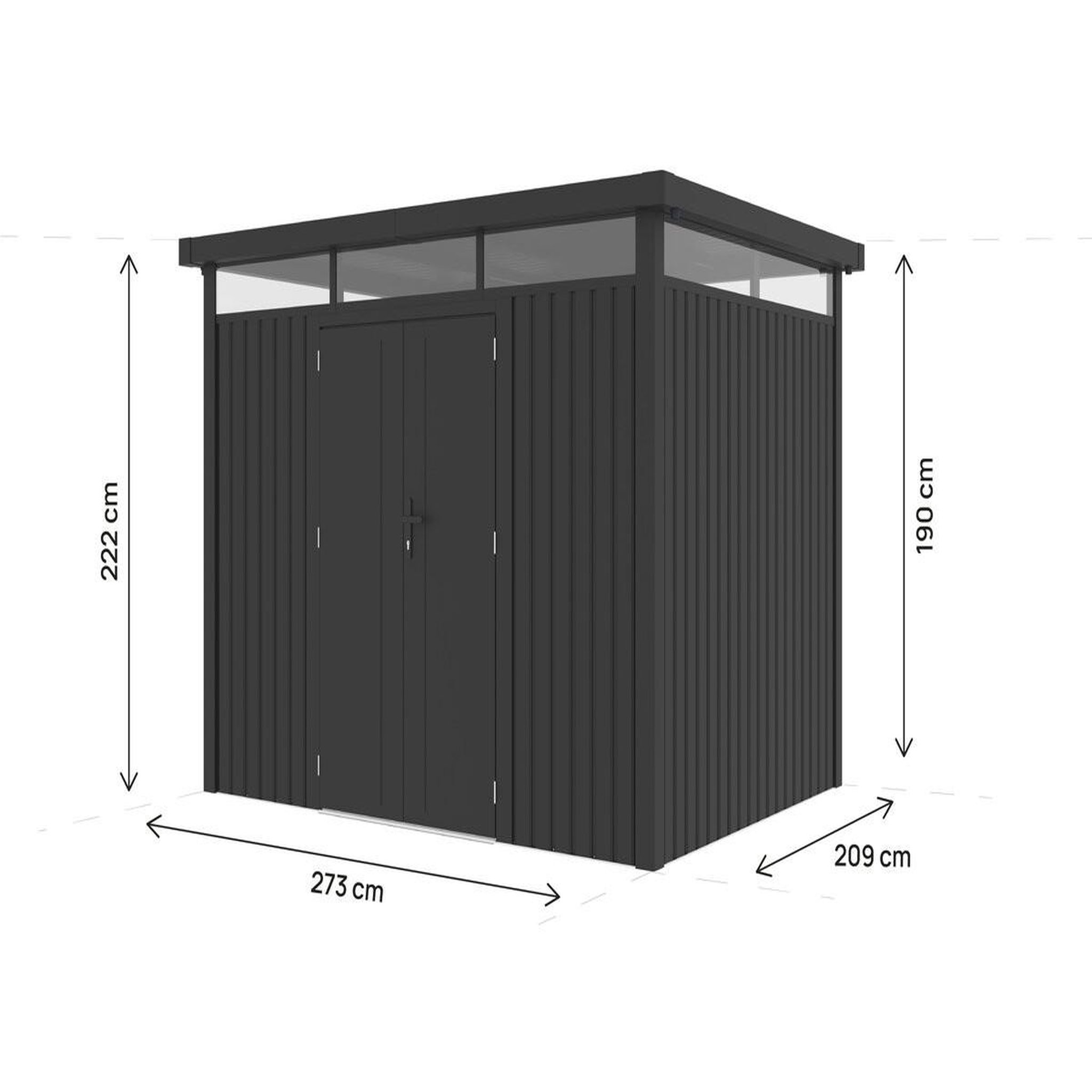 Voir la diapositive 3 : Habitat et Jardin Abri de jardin métal premium avec toit plat et porte battante  lexinton  - 6,76 m² - gris