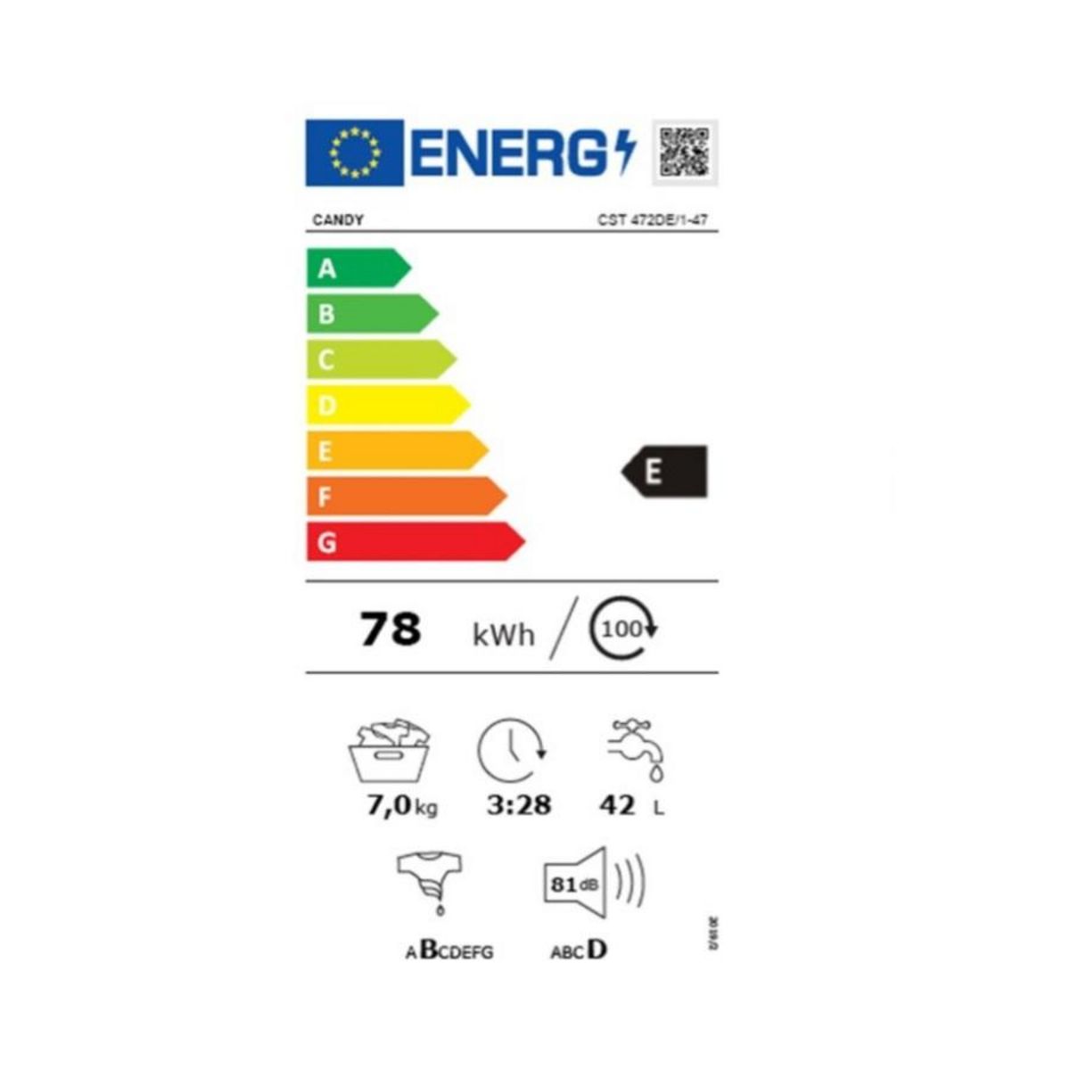 Candy Lave-linge top 7kg 1400 tours/min - CST472DE/1-47