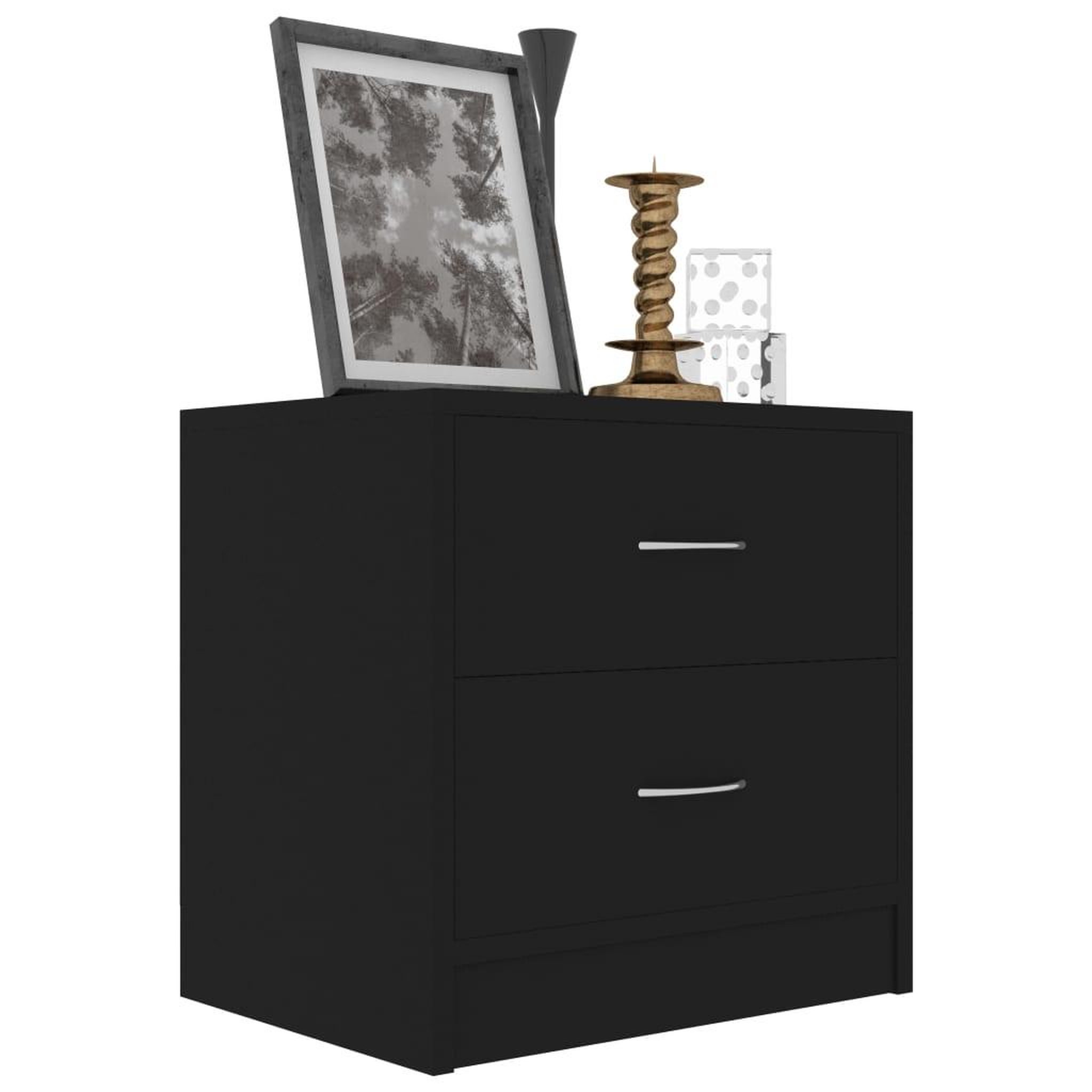 Voir la diapositive 3 : VIDAXL Table de chevet Noir 40x30x40 cm Bois d'ingenierie