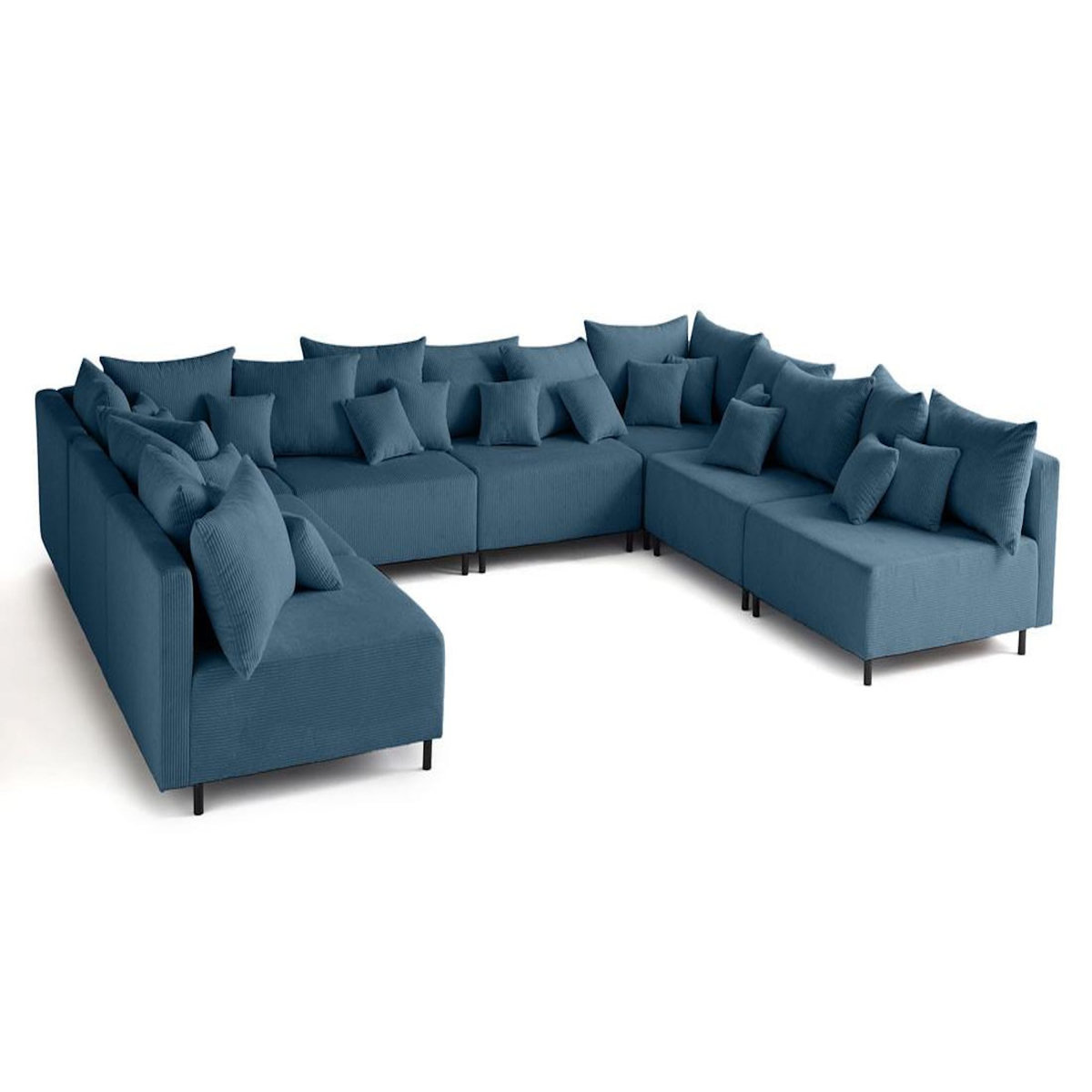 LISA DESIGN Edinburg - canapé modulable panoramique 8 places - en velours côtelé