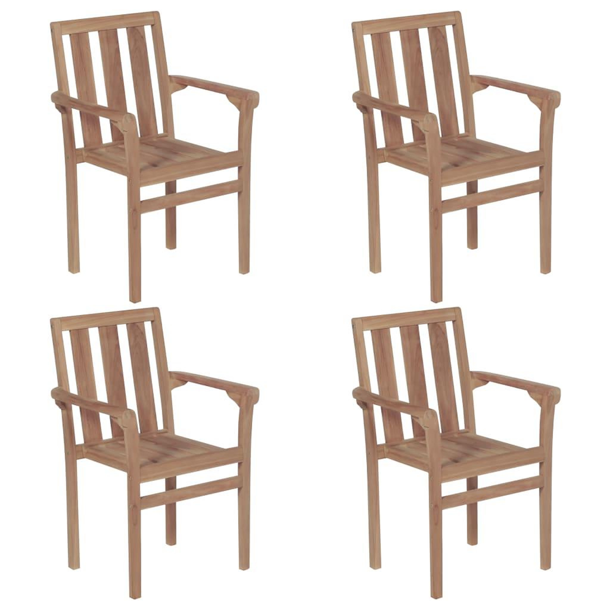 Voir la diapositive 1 : VIDAXL Chaises de jardin empilables lot de 4 Boie de teck solide