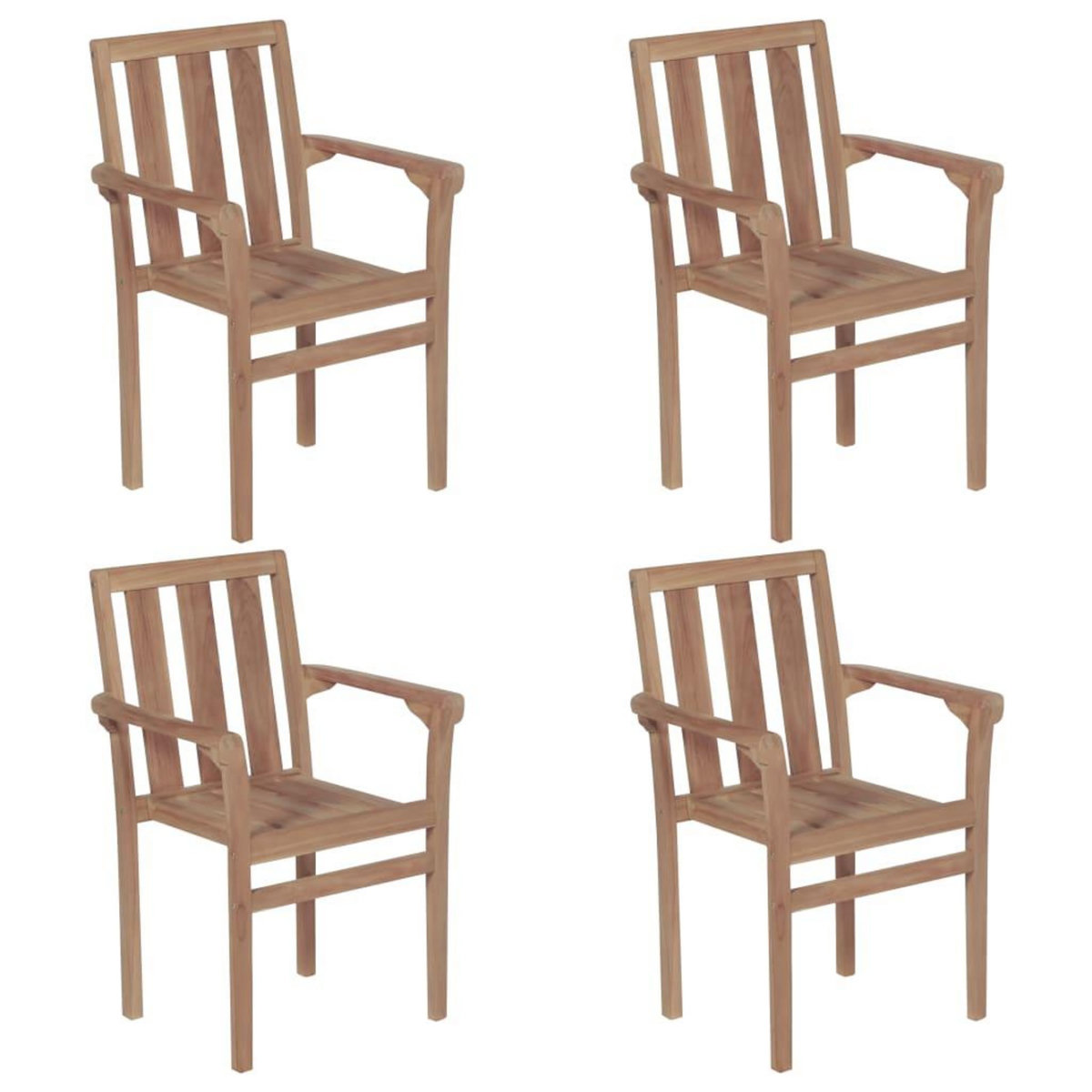 VIDAXL Chaises de jardin empilables lot de 4 Boie de teck solide