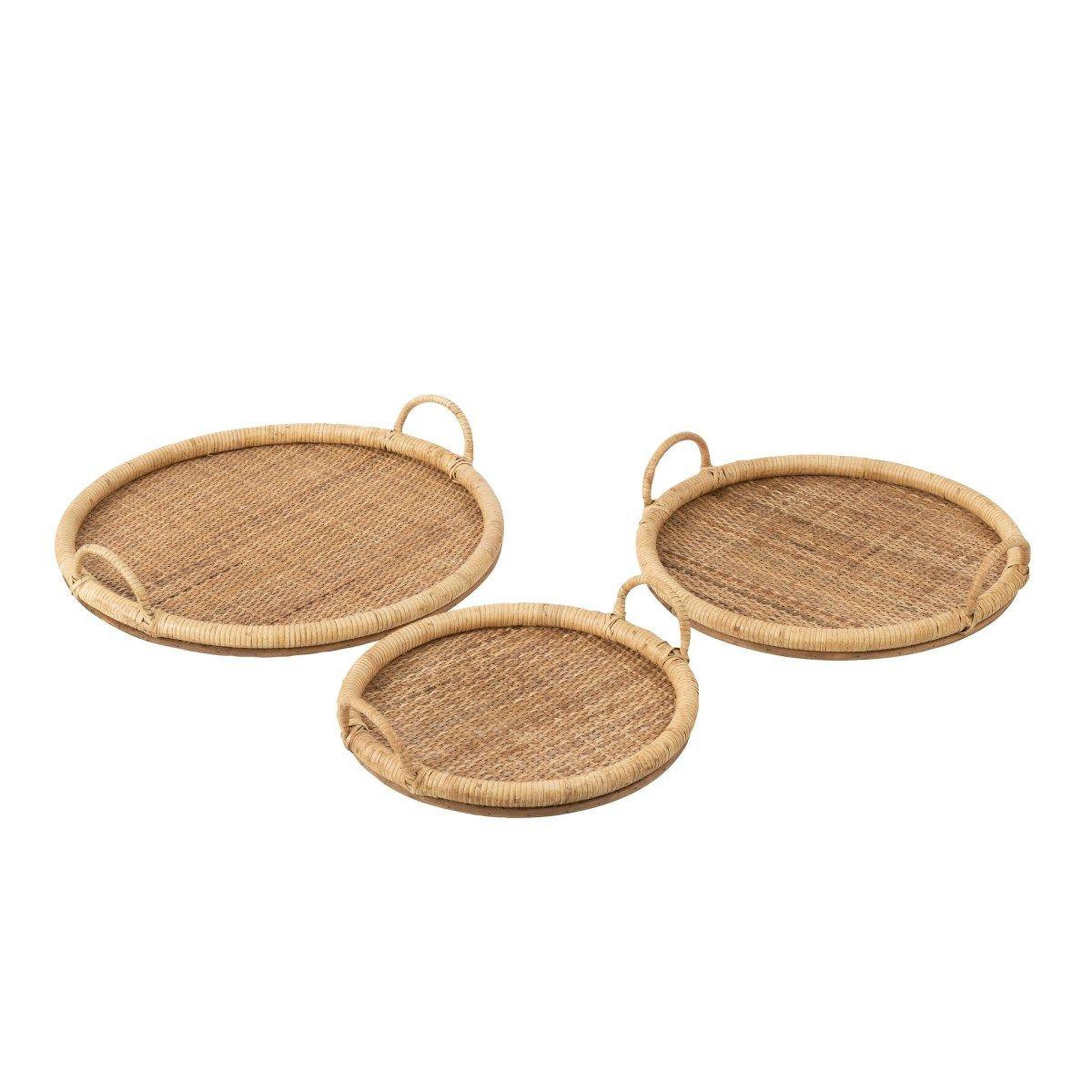 J-LINE Lot de 3 plateaux de service  rotin  48cm naturel