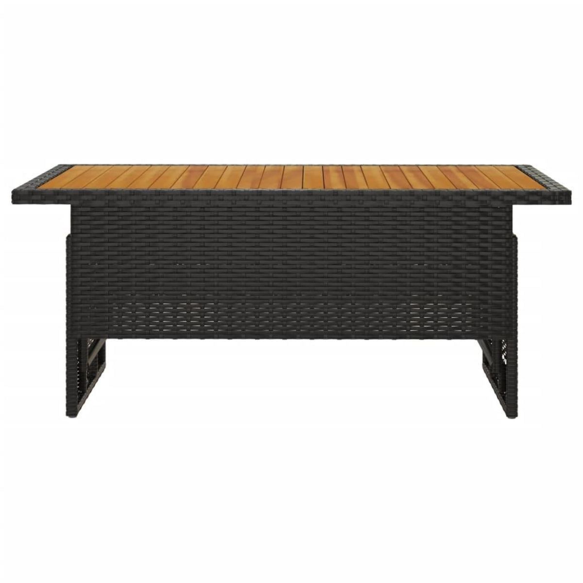 VIDAXL Table de jardin noir 100x50x43/63 cm acacia et resine tressee