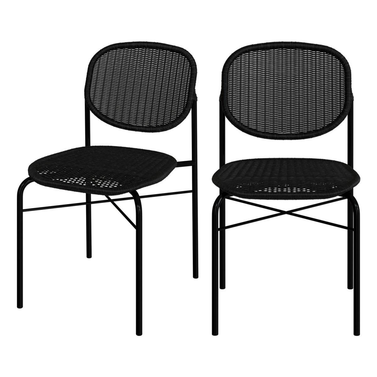 Rendez vous déco Lot de 2 chaises en résine tressée naturelle et pieds en métal - Messa