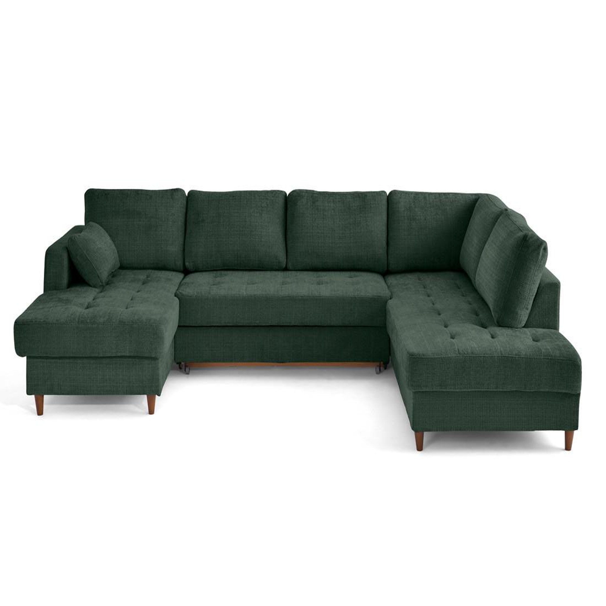 Voir la diapositive 1 : LISA DESIGN Anna - canapé panoramique d'angle droit 7 places convertible avec coffre en velours texturé
