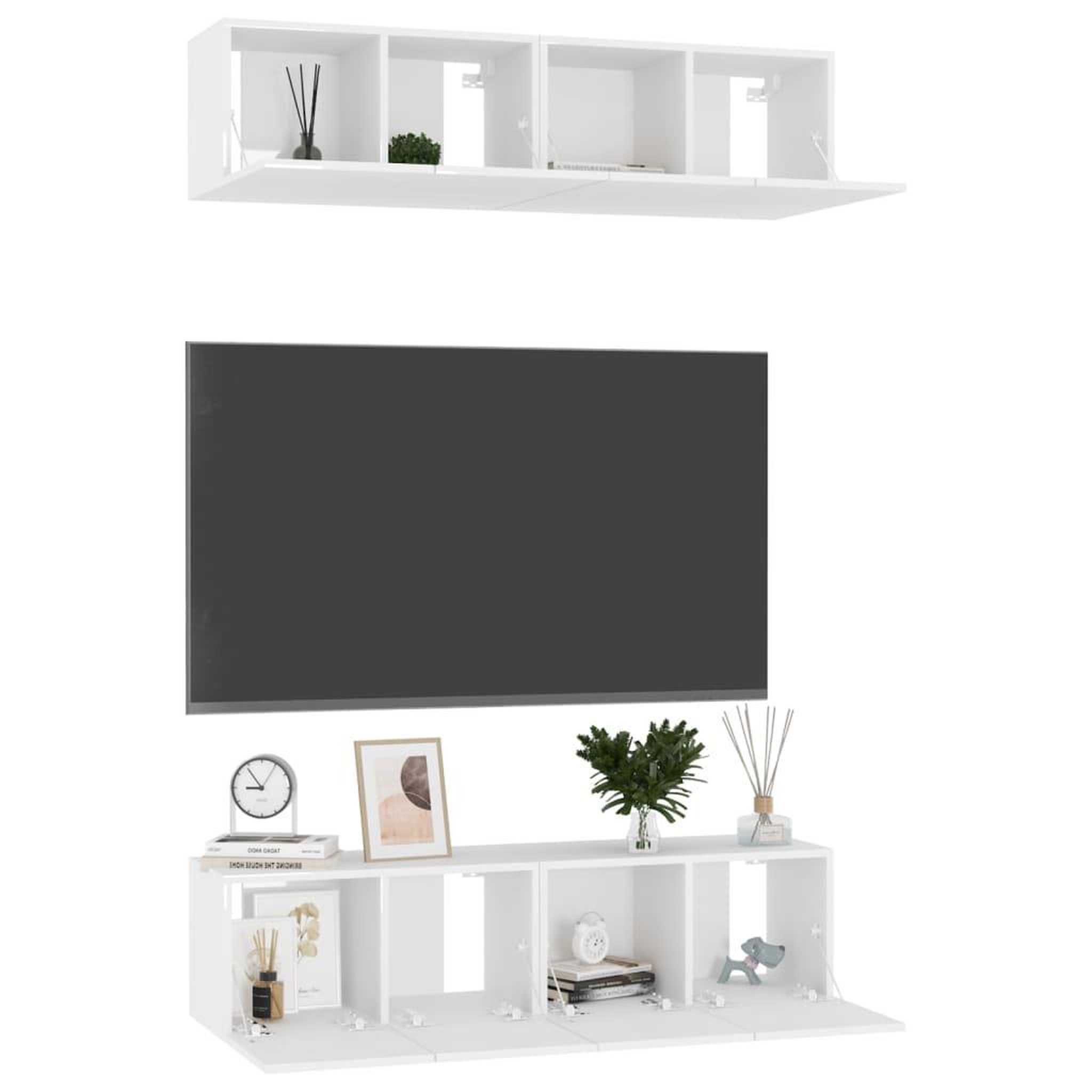 Voir la diapositive 3 : VIDAXL Meubles TV 4 pcs Blanc brillant 60x30x30 cm Bois d'ingenierie