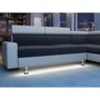 Voir la diapositive 3 : Canapé d'angle 4-5 places fixe avec LED  TOMY- Simili blanc - Microfibre grise - Angle droit