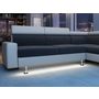 Voir la diapositive 3 : Canapé d'angle 4-5 places fixe avec LED  TOMY- Simili blanc - Microfibre grise - Angle droit